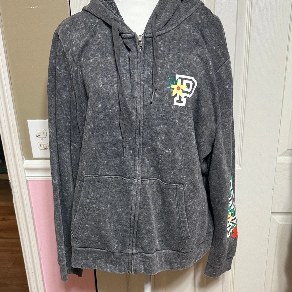 Woman’s grey PINK Jacket with floral design like New. - Picture 1 of 7